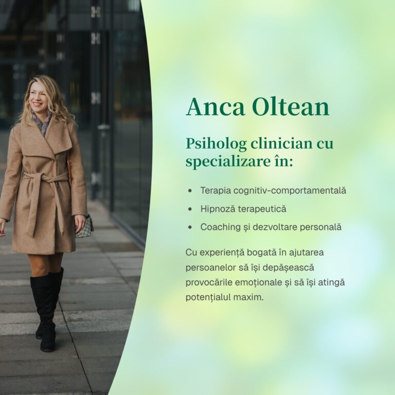 Anca Oltean – expertă în psihologie clinică și dezvoltare personală